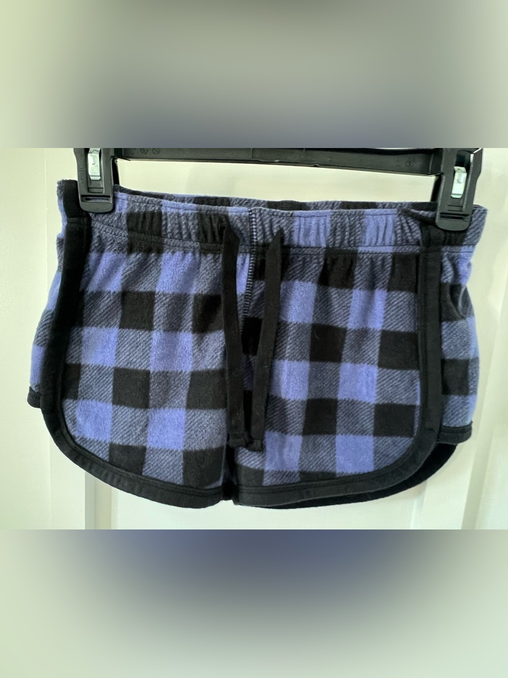 Aeropostale Black & Purple Plaid Drawstring Shorts